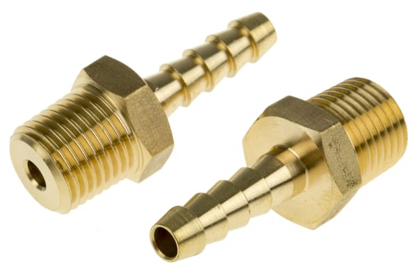 Product image for Brass hose tail,1/4 BSPP male 1/4in ID