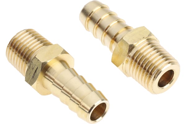 Product image for Brass hose tail,1/4 BSPP male 3/8in