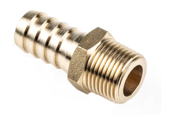 Product image for Brass hose tail,3/8 BSPP male 1/2in ID