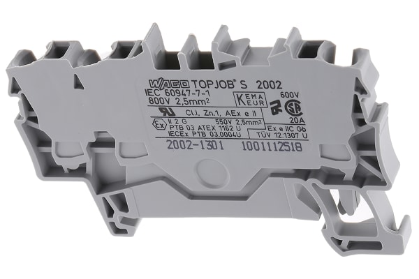 Product image for DIN RAIL TERMINAL 3 X 2,5 MM2 GREY