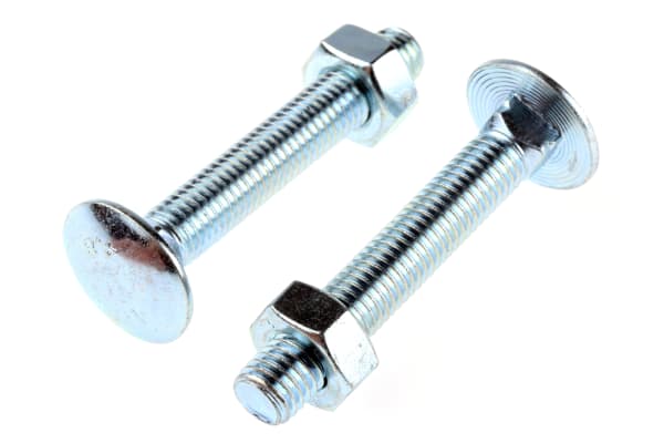 Product image for Carriage bolts & nuts,BZP,M10 x 65mm