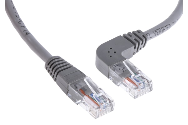 Product image for Grey patch lead, Cat5e, strt, horiz. 1m