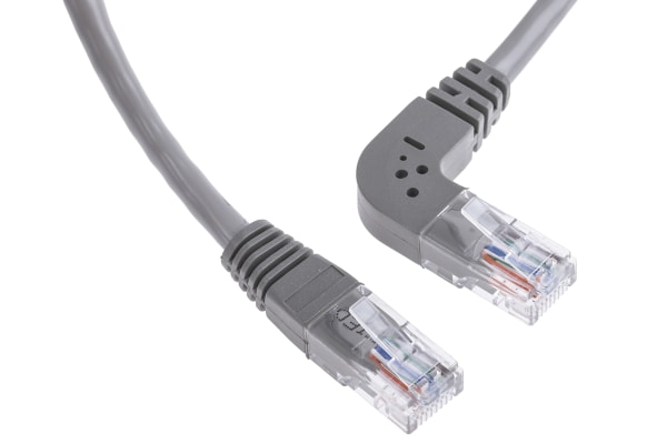 Product image for Grey patch lead, Cat5e, strt, horiz. 3m