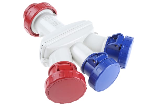 Product image for IEC 309 Adaptor,3 way,3PN+E, 415V,red