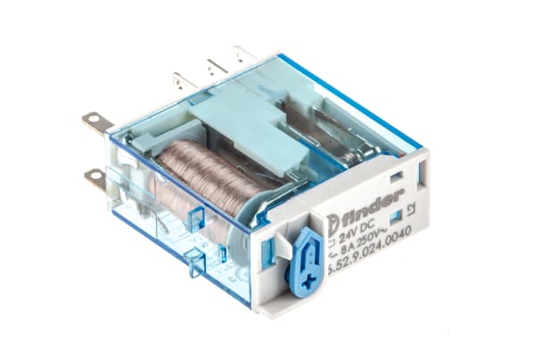 Product image for Plug in relay w/ flag, 8A, 24Vdc, DPDT