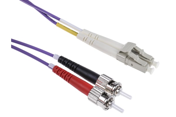 Product image for LC-ST OM3 duplex Purple 2m patchcord