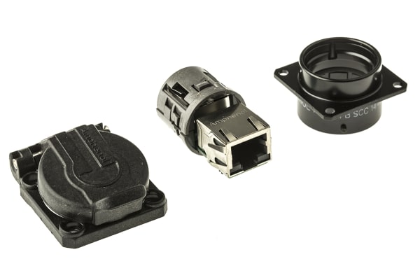 Product image for RJ45 SQUARE FLANG E RECEPT+CAP,BLACK