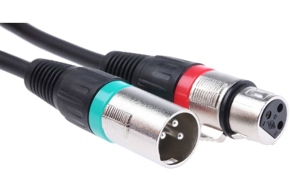 Product image for Ni finish XLR plug to socket cable,3m