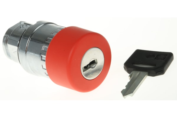 Product image for Schneider Electric Panel Mount Emergency Button - Key Reset, Mushroom Head