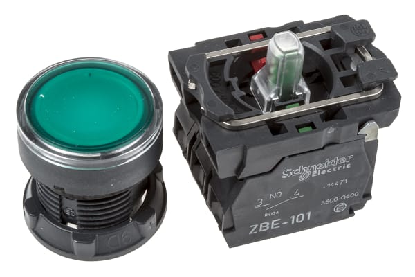 Product image for Push button Illuminated Green LED 24V