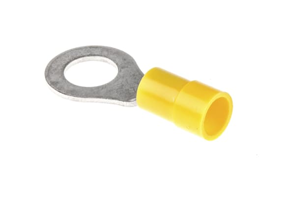 Product image for Yellow M8 ring terminal,4-6sq.mm wire