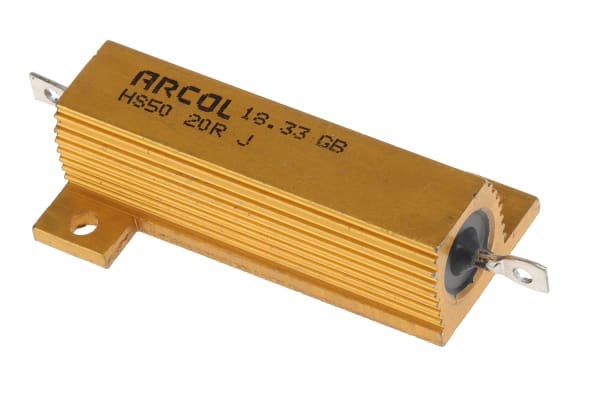 Product image for Arcol HS50 Series Aluminium Housed Axial Wire Wound Panel Mount Resistor, 20Ω ±5% 50W