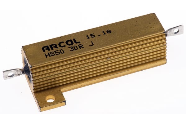 Product image for Arcol HS50 Series Aluminium Housed Axial Wire Wound Panel Mount Resistor, 30Ω ±5% 50W