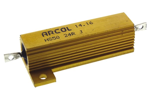 Product image for Arcol HS50 Series Aluminium Housed Axial Wire Wound Panel Mount Resistor, 24Ω ±5% 50W