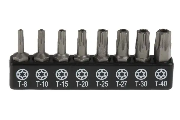 Product image for 8 piece tamperproof Torx bit set