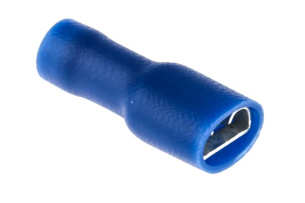 Product image for Blue PVC shrouded receptacle,6.35x0.8mm