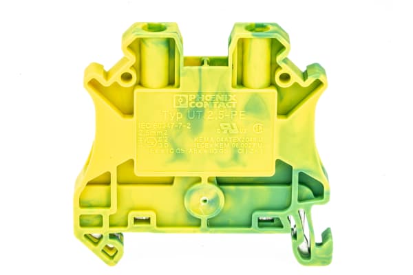 Product image for Din rail terminal block,UT2.5 PE,yel/grn