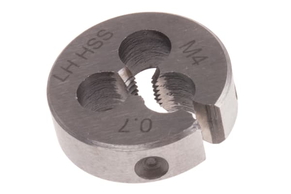 Product image for Metric HSS LH thread die,M4x0.7x13/16in