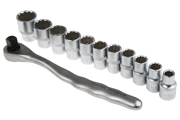 Product image for 12pcs 1/2 in  socket set, matt finish