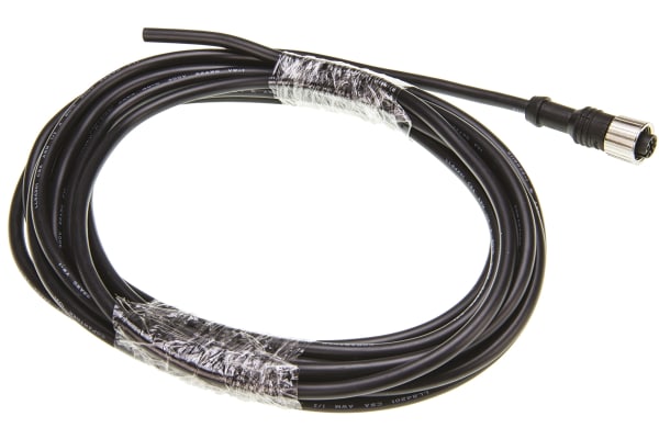 Product image for M12 cable, female to wire, 4 way, SR 5m