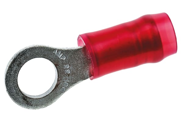 Product image for Ring terminal, PIDG, red, AWG 22-16, M4