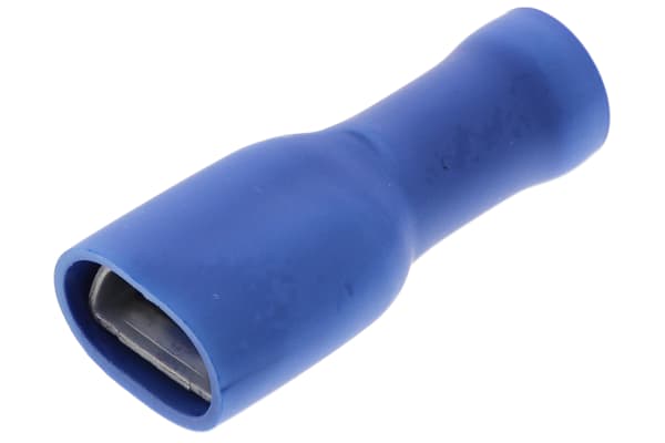 Product image for JST, FLVDDF Blue Insulated Spade Connector, 6.35 x 0.8mm Tab Size, 1mm² to 2.6mm²