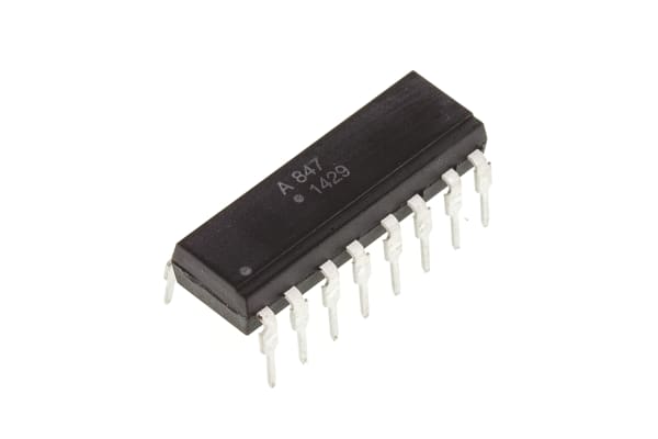 Product image for Broadcom, ACPL-847-000E DC Input Transistor Output Quad Optocoupler, Through Hole, 16-Pin PDIP