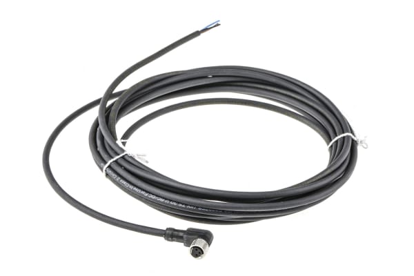 Product image for Cable, connector M8, 3 pin, 5m elbowed