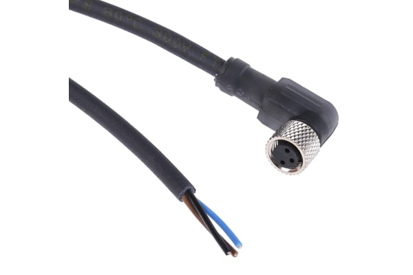 Product image for Cable, connector M8, 3 pin, 2m elbowed