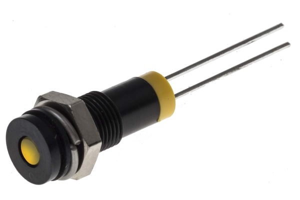 Product image for 6mm flush black chrome LED, yellow 2Vdc