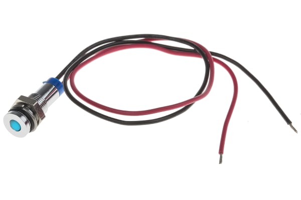 Product image for 6mm flush bright chr LED wires,blue 2Vdc