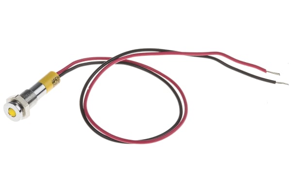 Product image for 6mm flush bright chr LED wires,yel 24Vdc