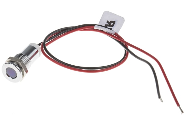 Product image for 8mm flush bright chr LED wires, wht 2Vdc