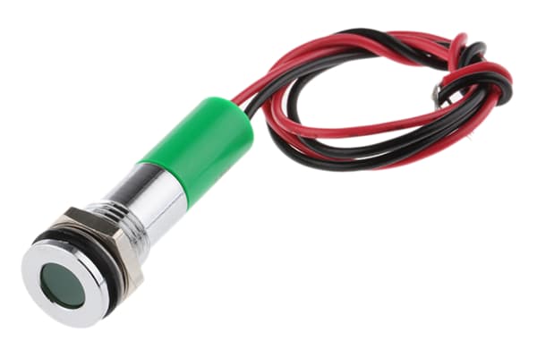 Product image for 8mm flush bright chr LED wires, grn 220V