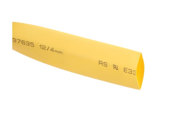 Product image for Yellow heatshrink tube 12/4mm i/d