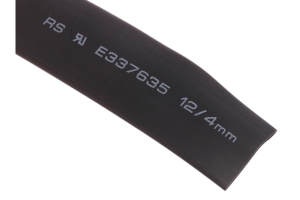 Product image for Black heatshrink tube 12/4mm i/d