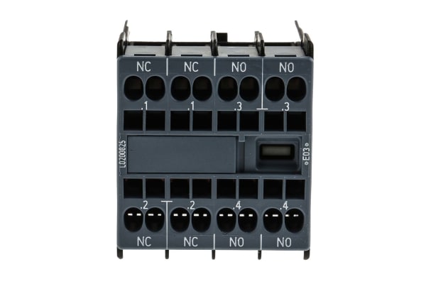 Product image for Siemens Sirius Innovation Auxiliary Contact - 2NO/2NC, 4 Contact, Snap-On, 6 A ac, 10 A dc