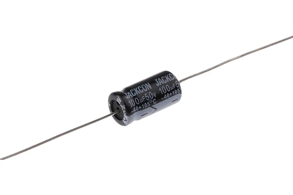 Product image for Axial AL cap, 100uF, 50V