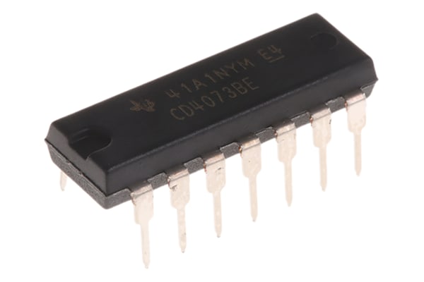 Product image for Texas Instruments CD4073BEE4, Triple 3-Input AND Logic Gate, 14-Pin PDIP