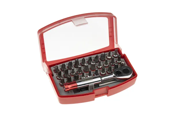 Product image for 32pc bit set w/stubby ratchet handle