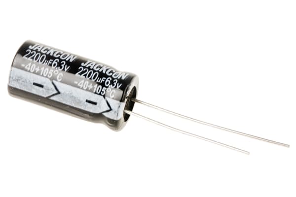Product image for Radial alum cap, 2,200uF, 6.3V, 10x20