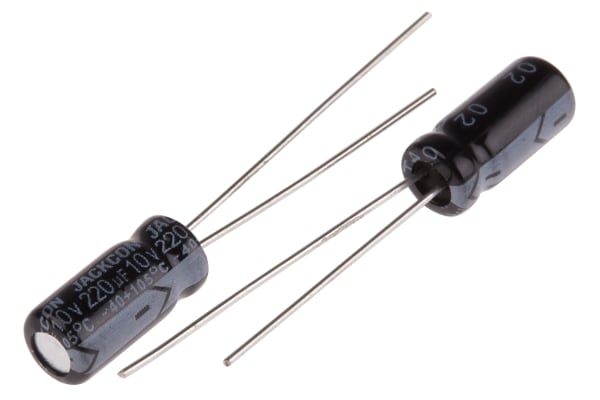 Product image for Radial alum cap, 220uF, 10V, 5x11