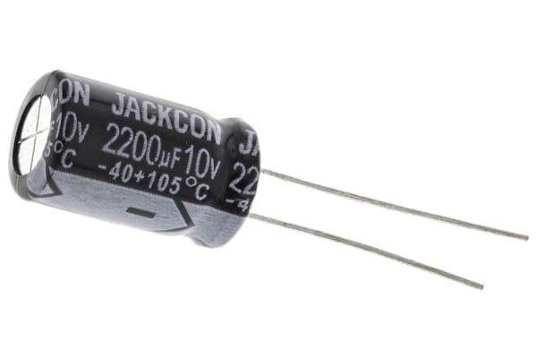 Product image for Radial alum cap, 2,200uF, 10V, 10x17