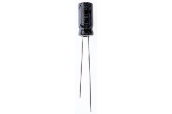 Product image for Radial alum cap, 10uF, 16V, 5x11