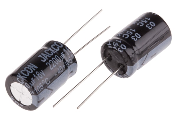 Product image for Radial alum cap, 2,200uF, 16V, 13x21