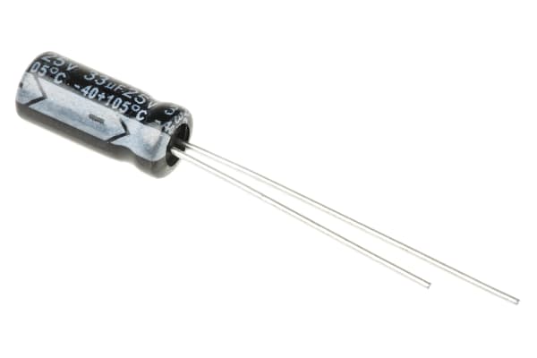 Product image for Radial alum cap, 33uF, 25V, 5x11
