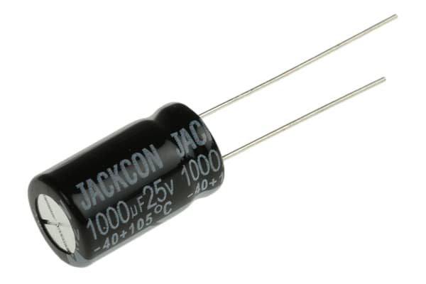Product image for Radial alum cap, 1,000uF, 25V, 10x17
