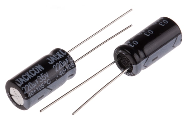 Product image for Radial alum cap, 220uF, 35V, 8x16