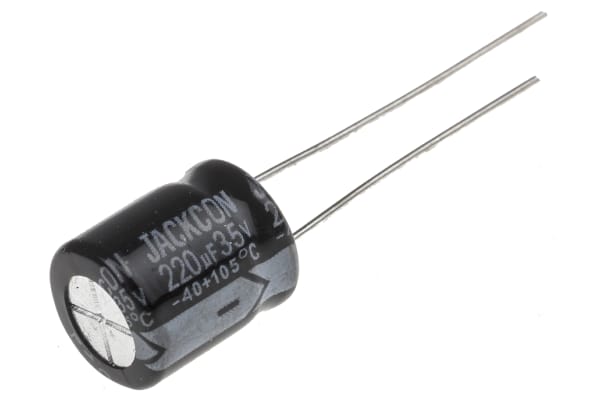 Product image for Radial alum cap, 220uF, 35V, 10x12