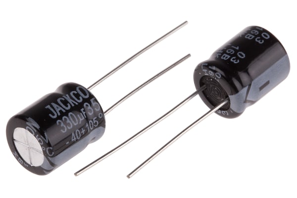Product image for Radial alum cap, 330uF, 35V, 10x12